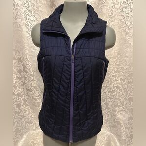 Merrell Dark Blue Quilted Vest, Purple Zipper, Size M